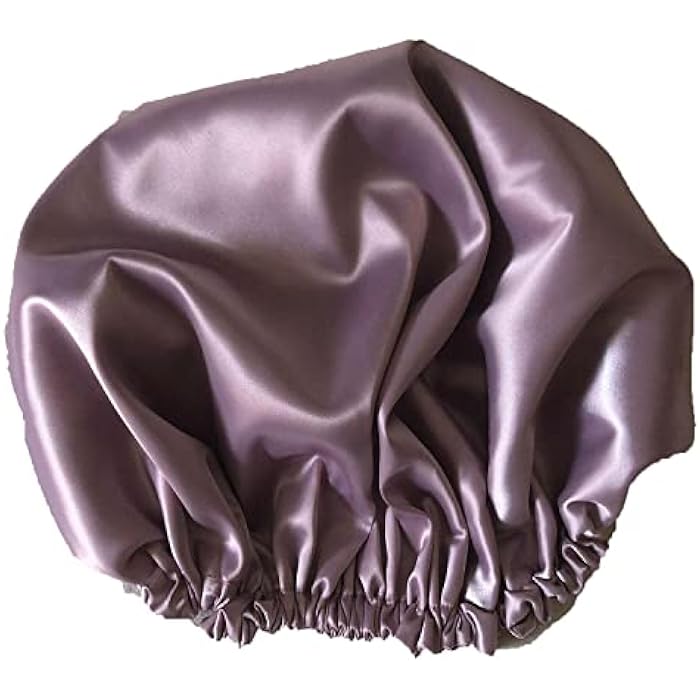 not known Curly Hair Satin Bonnet - comfortable size-cashmere mauve - Image 1